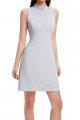 Light Gray Sleeveless Stand-Collar Sheath Dress